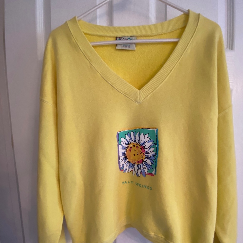 Palm Springs Yellow V Neck Sweatshirt